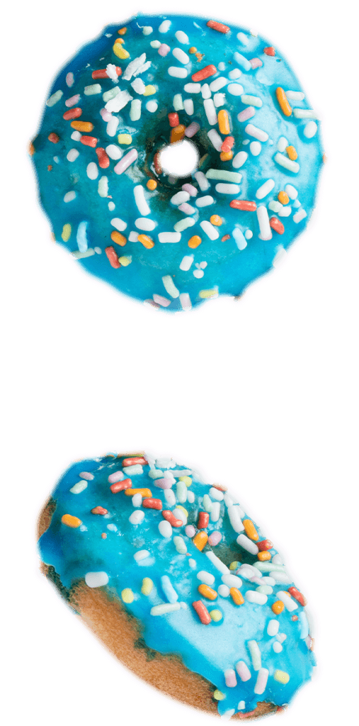 Donut o donas con glaseado azul y virutas de colores
